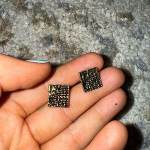 Elegant Gold-Tone Square Stud Earrings